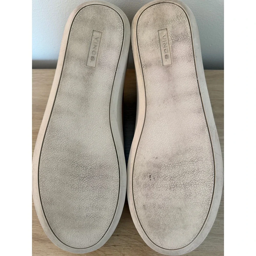 Vince Keoni Leather Sneakers Women 9 Nude Tan Low Top Minimalist Shoes